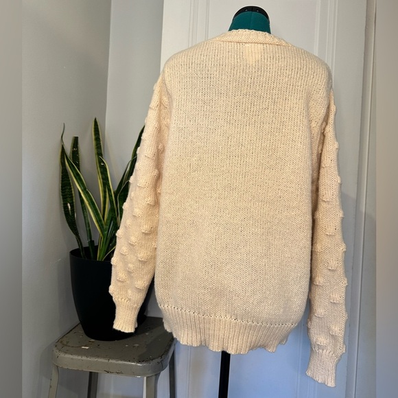 So Me Black Bow Cardigan - Oatmeal size large - Picture 7 of 12